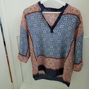 Zara Basic Multi-colored  Blue and Orange Tunic  Size S